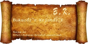 Bukszár Kristóf névjegykártya